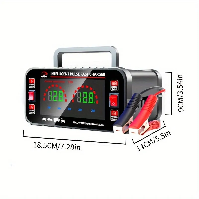 Full-automatic intelligence motorcycle car battery charger black with UK plug for lead acid batteries
