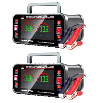 Full-automatic intelligence motorcycle car battery charger black with UK plug for lead acid batteries