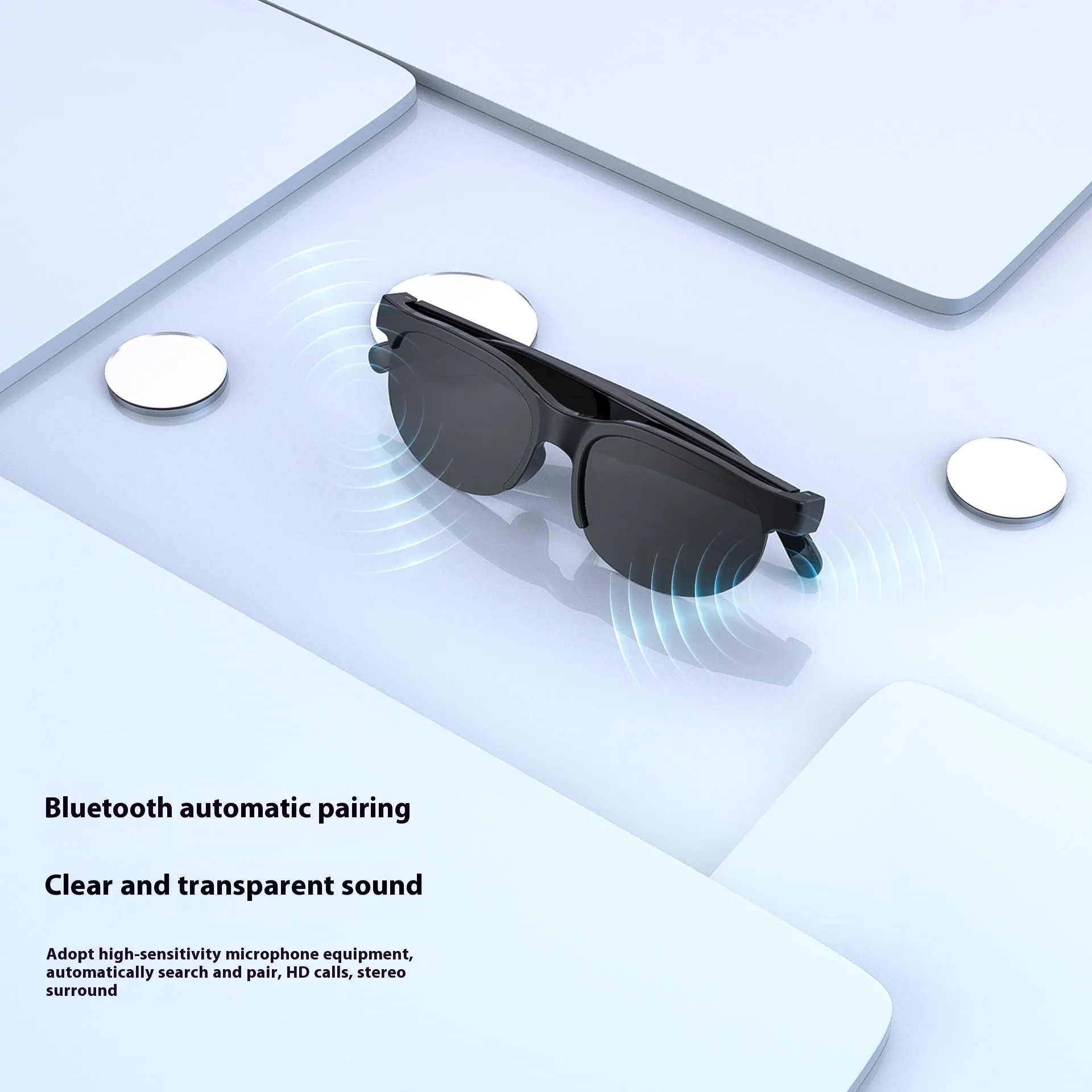 Black smart glasses with UV and blue light protection in PC ABS frame, model XG88PRO version