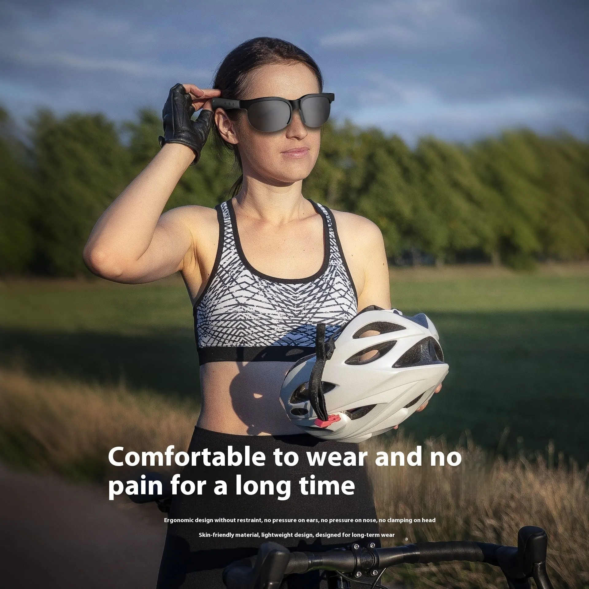 Black smart glasses with UV and blue light protection in PC ABS frame, model XG88PRO version