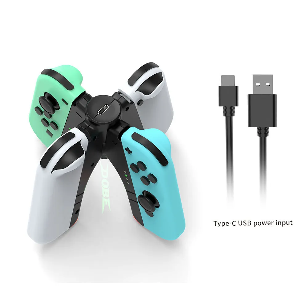 Black four-in-one fixed charger holder for Switch OLED and Switch rod end with Type-C interface