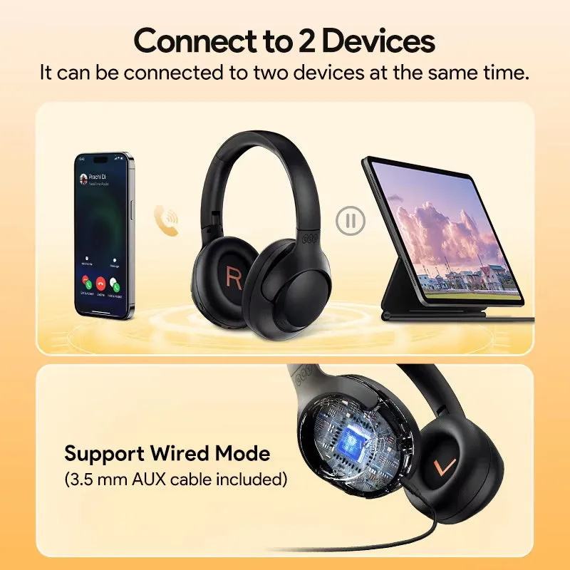 H3 Bluetooth headset with ANC active noise reduction in midnight black, true wireless design, head-mounted sports style