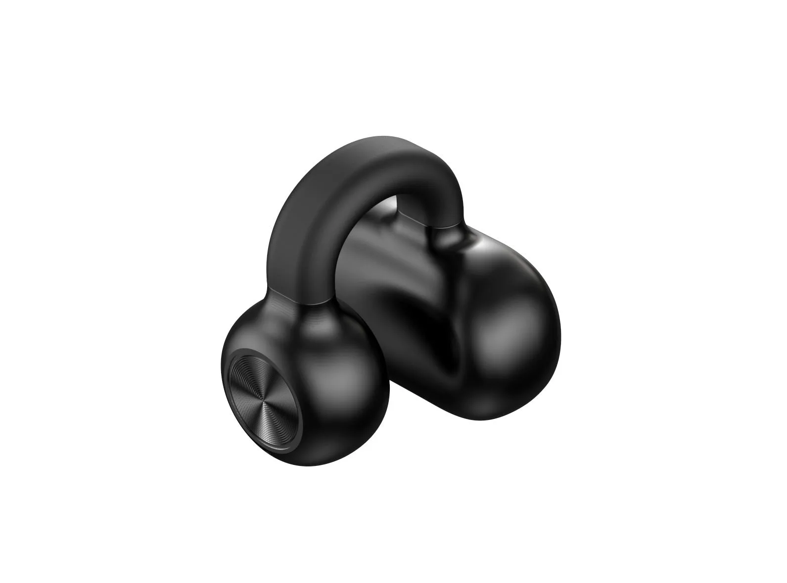 Black wireless Bluetooth headset with clip-on bone conduction earphones for exercise