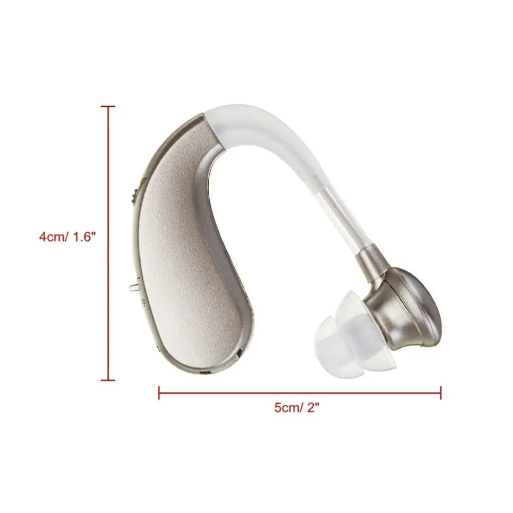 USB rechargeable hearing aid for elderly in blue and silver with double pack