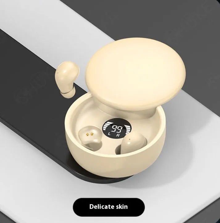 SK26 TWS mini sleep Bluetooth headset in black with digital display and noise reduction feature