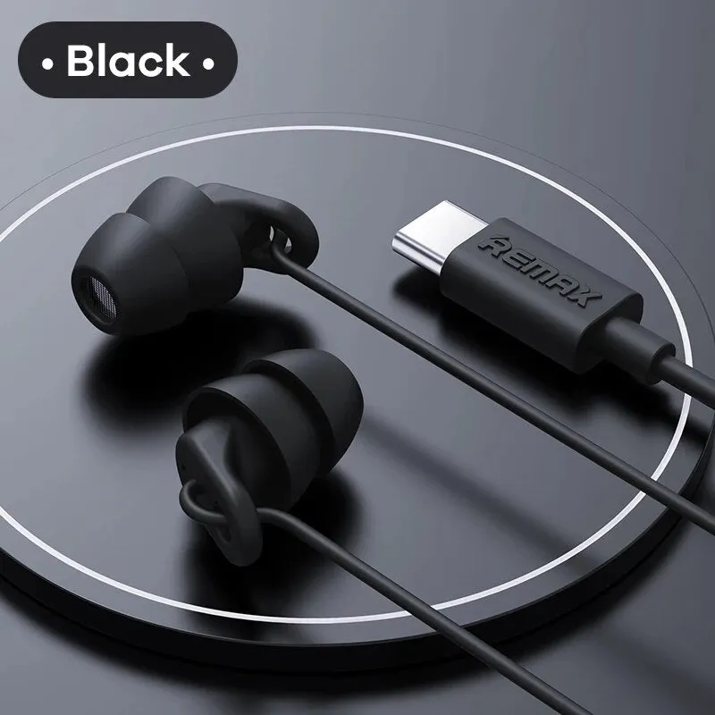 Remax Soft Sleep Earphones in black with silicone earbuds and 1.2m cable