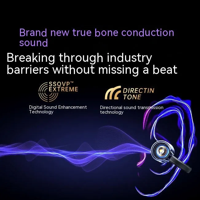 GW1 bone conduction clip-on wireless Bluetooth headset Classic Black plastic with breathing light and clip-on ear design