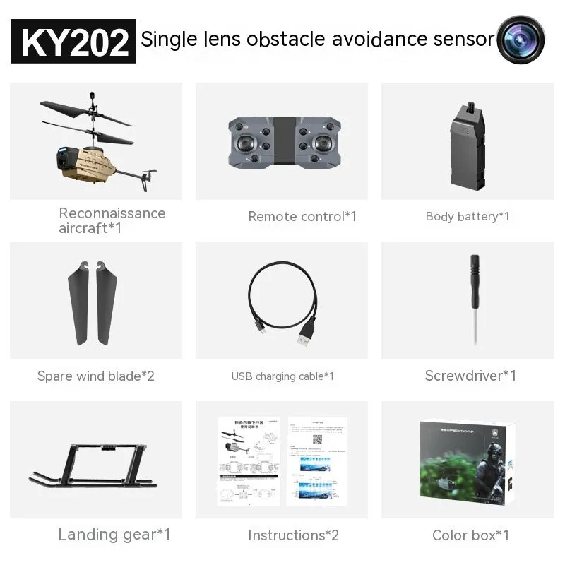 Heifeng gray reconnaissance UAV helicopter with obstacle avoidance sensors and remote control