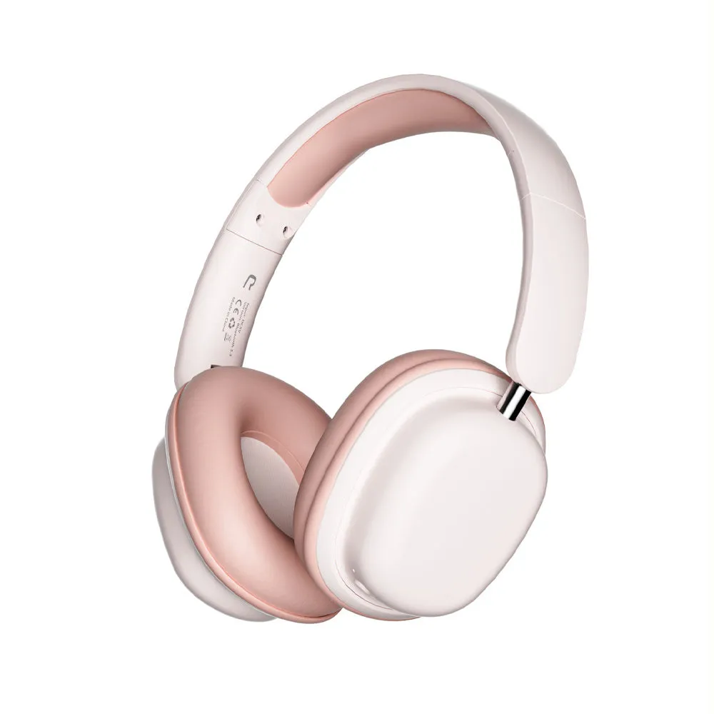 SY-T1 lightweight foldable wireless Bluetooth headphones in black with plug-in noise reduction microphone