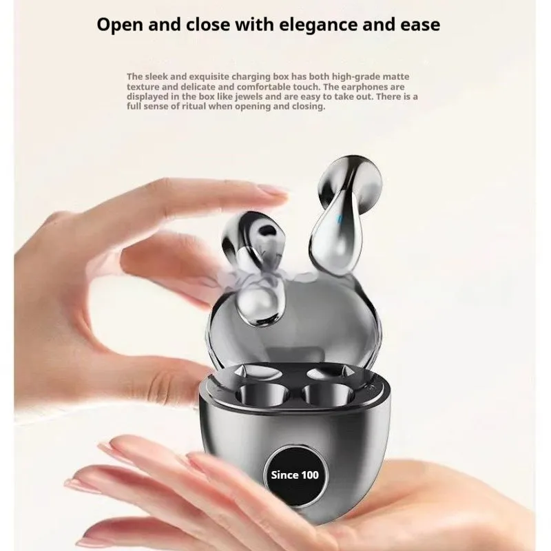 TWS wireless Bluetooth earphones with digital display in simple style, black gift box
