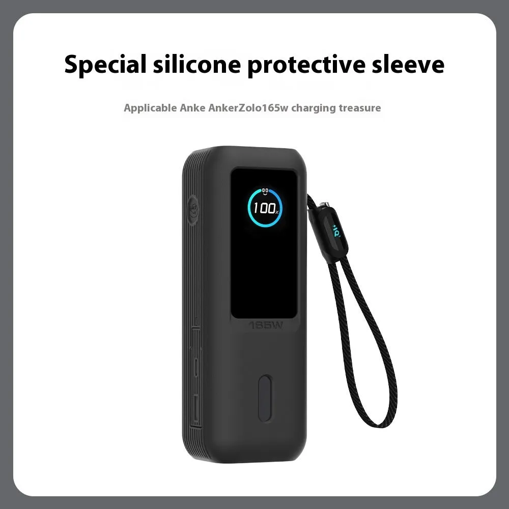 Silicone protective sleeve for Anker 165W power bank in Salt Lake Gray with cable storage compartment