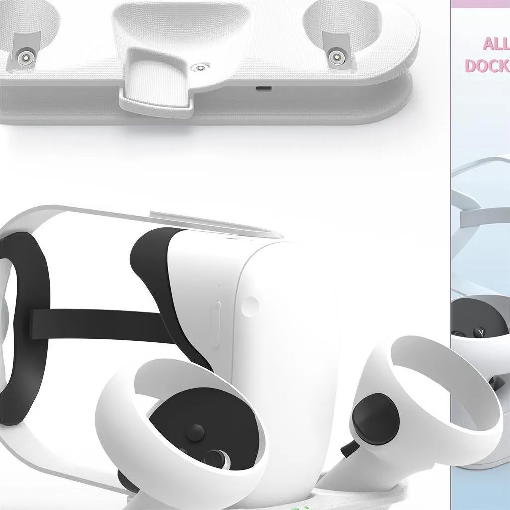 White ABS magnetic charging base for Oculus Quest glasses handle with batteries and USB Type C magnetic heads