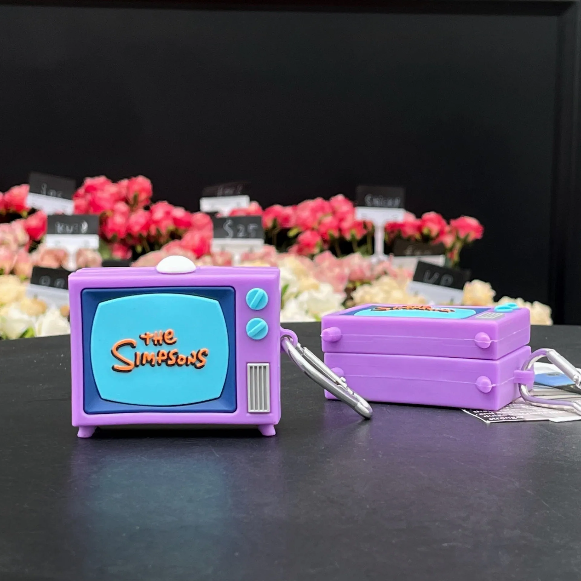 Purple TV silicone protective cover for Samsung Galaxy Buds case with cartoon sprayed finish