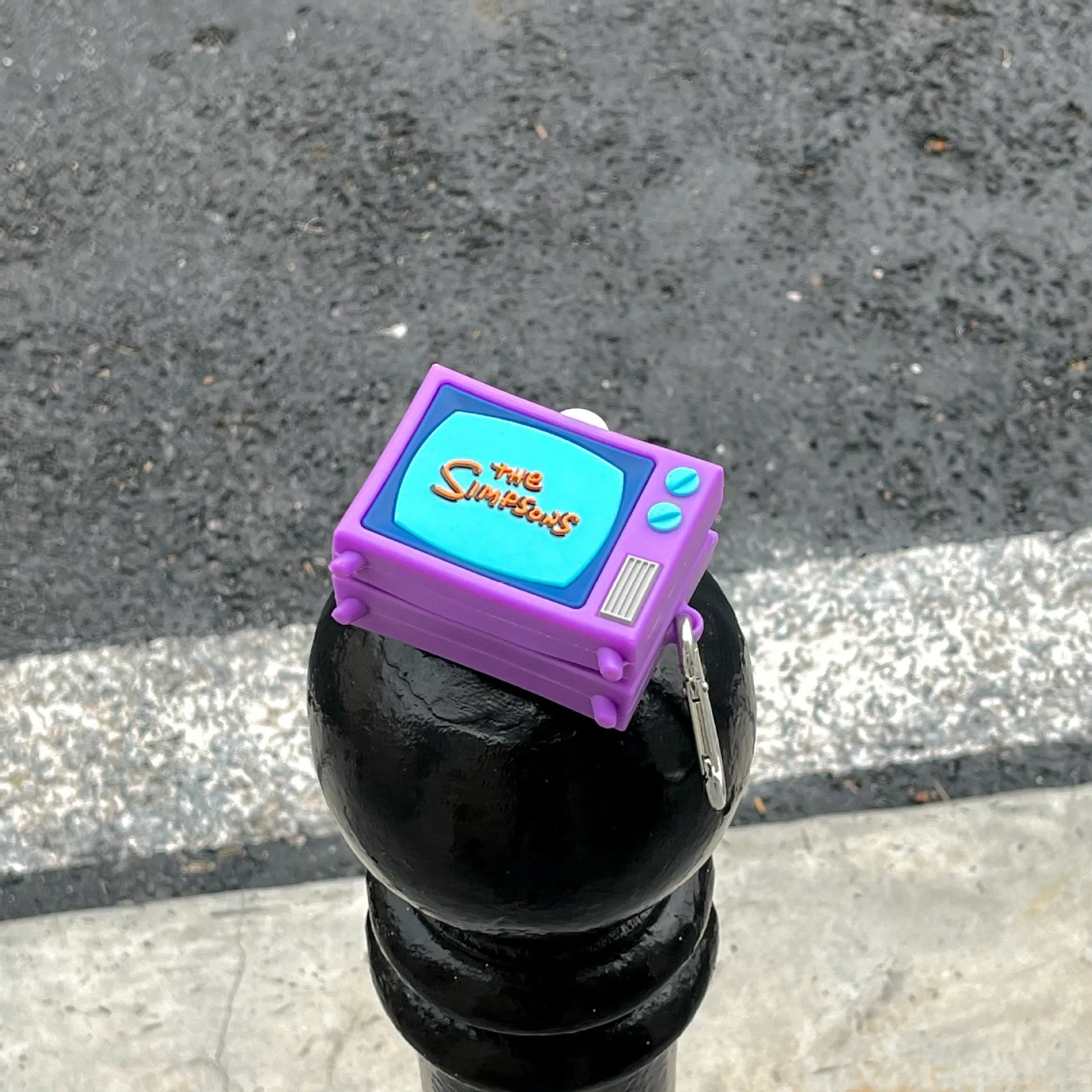 Purple TV silicone protective cover for Samsung Galaxy Buds case with cartoon sprayed finish