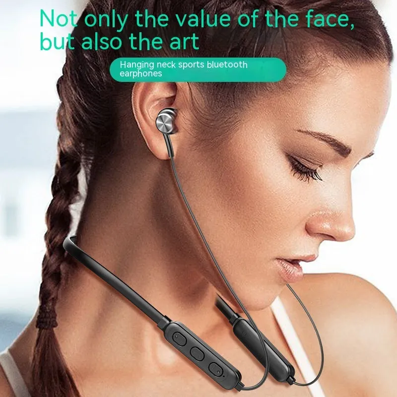 Halter wireless Bluetooth headset in industrial style, neck hanging design with digital display and breathing light