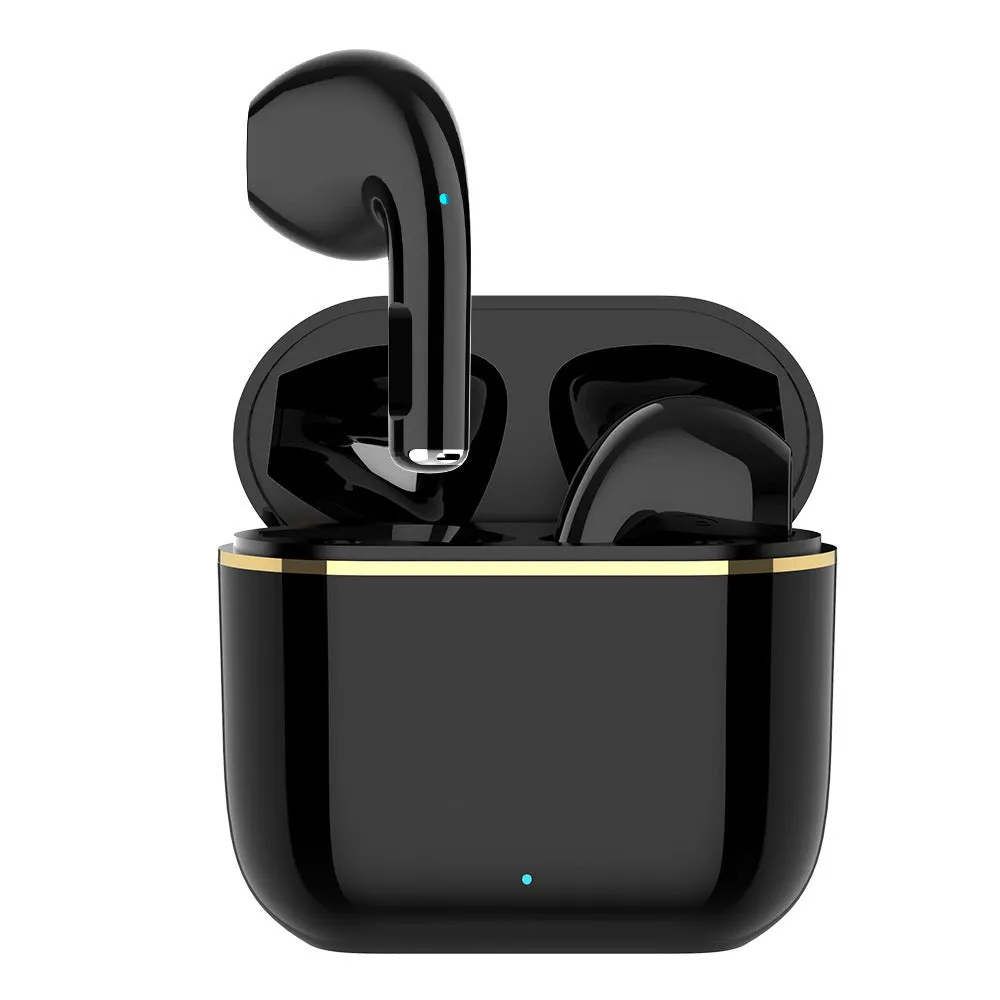 Wireless half in-ear Bluetooth headset in white with plastic build and compact charging case
