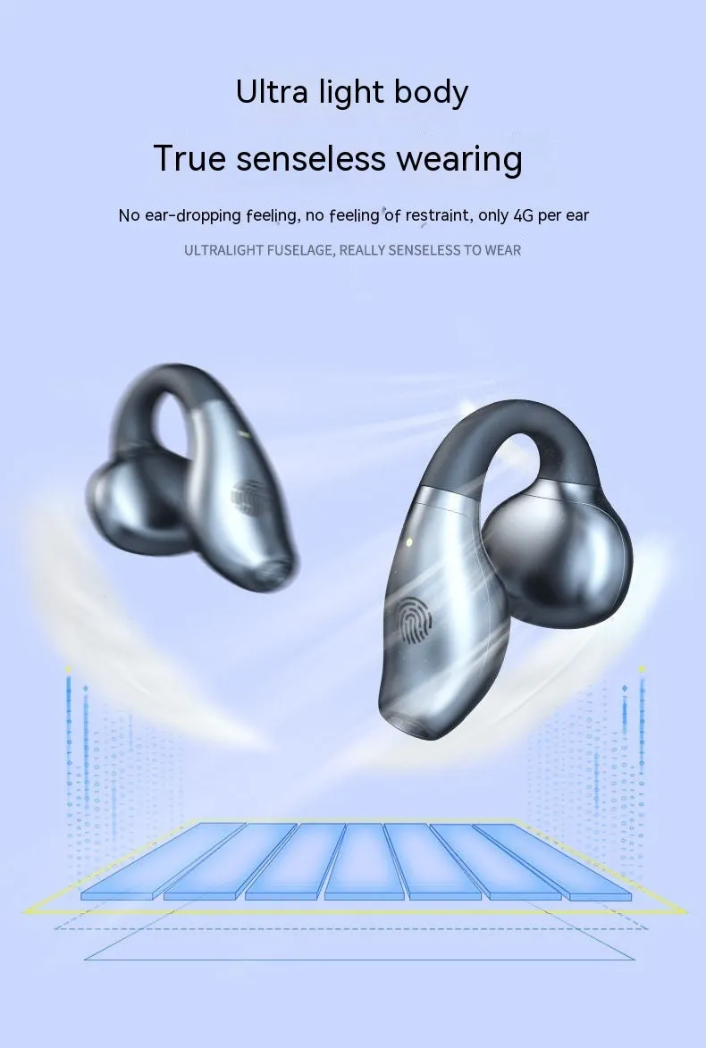 Clip-on Bluetooth earphone with comfortable wear, available in black, white, and skin colour, featuring 8-hour battery and waterproof design