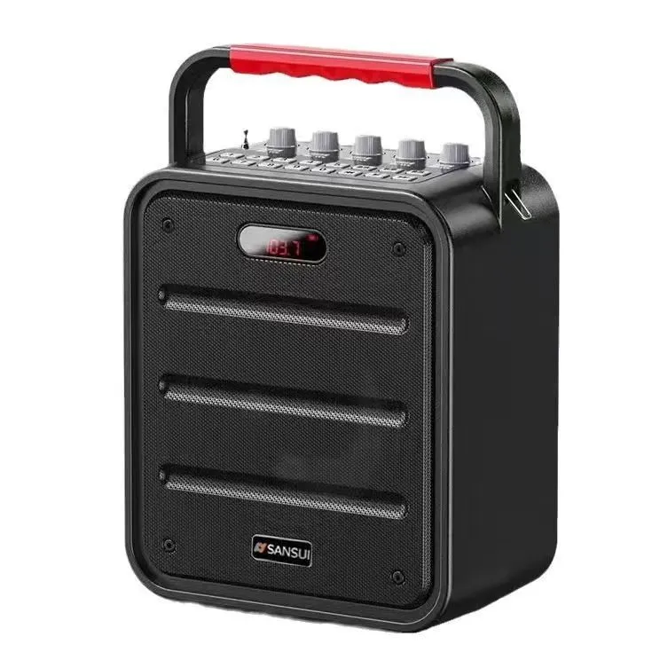 Square high-power portable subwoofer with lithium battery, 40W output, card insertion and recording features