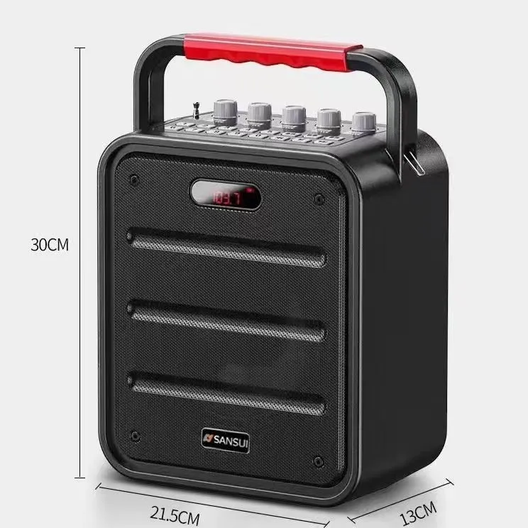 Square high-power portable subwoofer with lithium battery, 40W output, card insertion and recording features