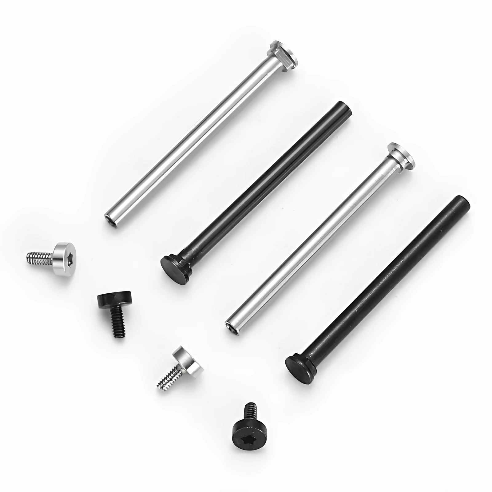 Metal screw rod accessory for children's phone watch strap in black and silver