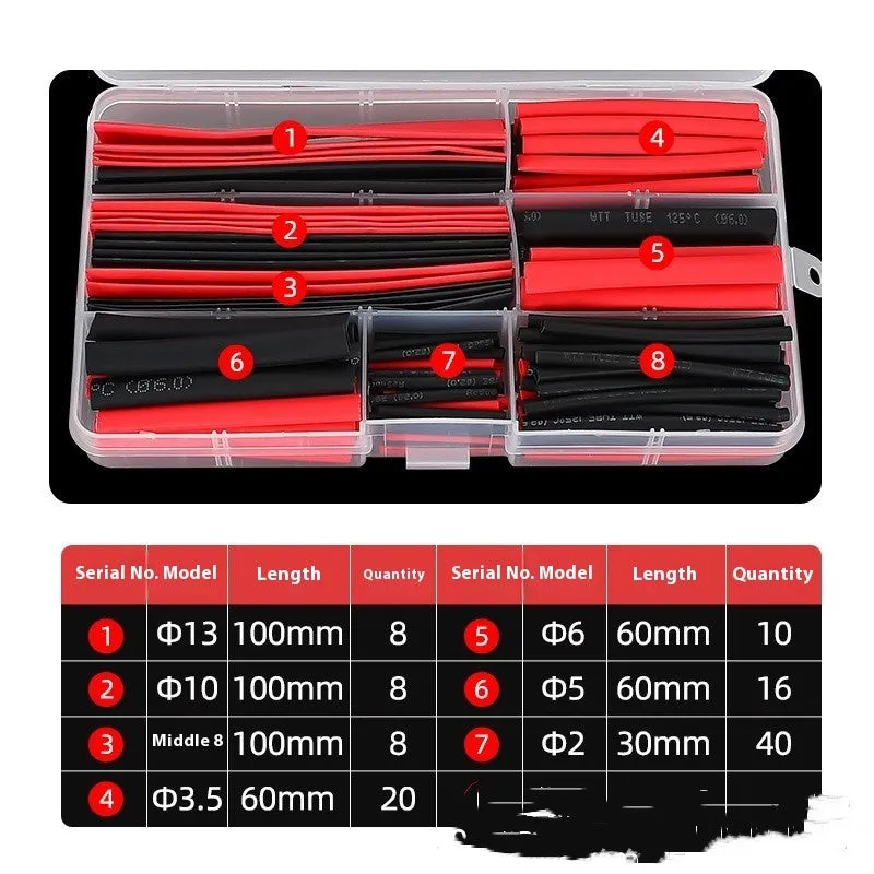 150pcs boxed black PE heat shrinkable sleeve tube for electrical insulation and cable repair