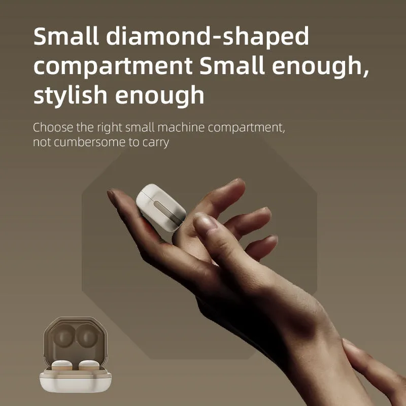 Mini no-pressing Bluetooth headset for side sleeping in milk tea colour with plastic earplug design