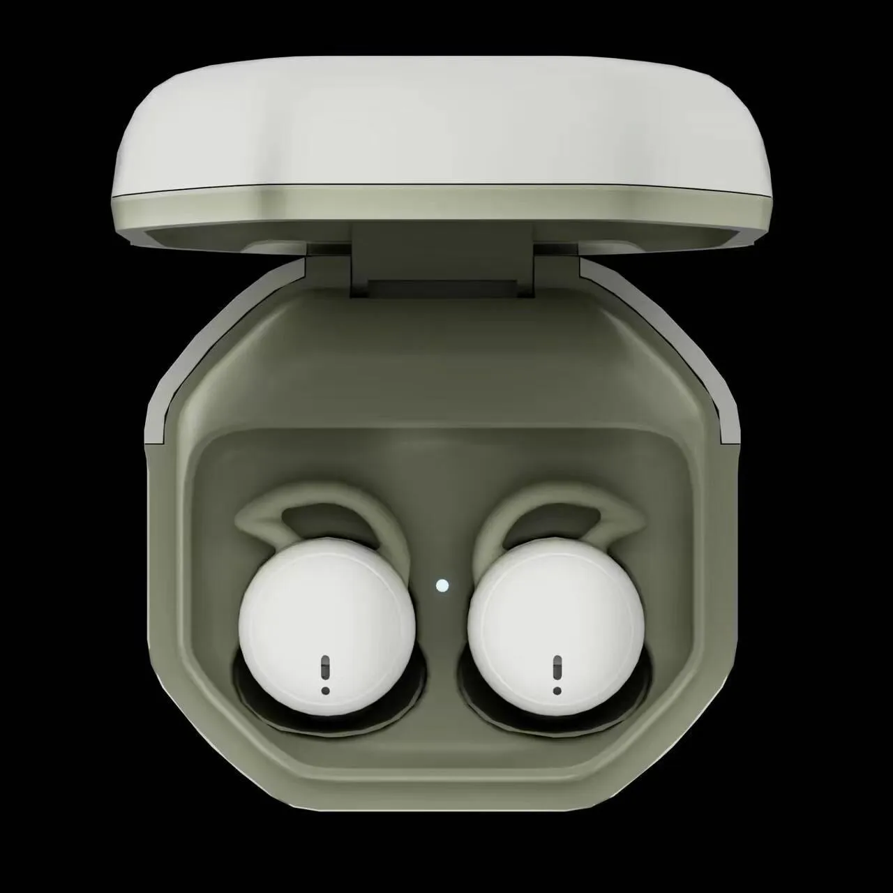 Mini no-pressing Bluetooth headset for side sleeping in milk tea colour with plastic earplug design