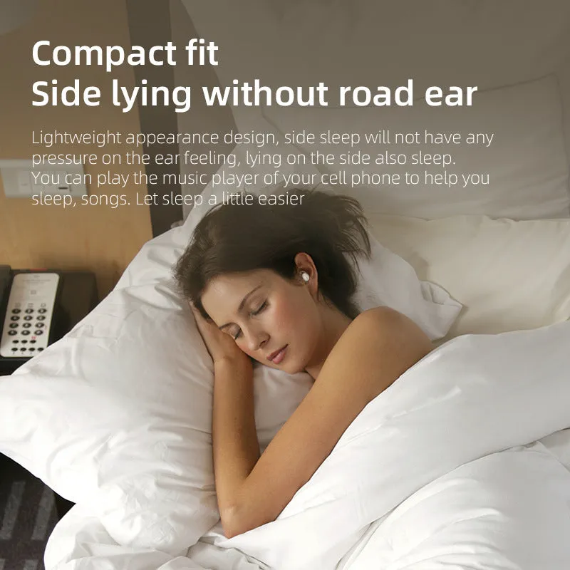 Mini no-pressing Bluetooth headset for side sleeping in milk tea colour with plastic earplug design
