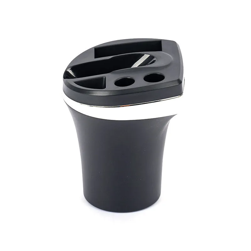 Black ABS fireproof electronic car ashtray with charger 11x9x8.5cm