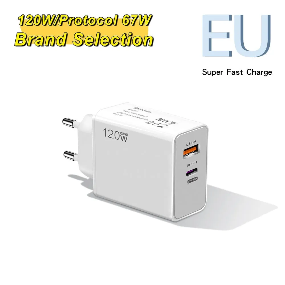 White fast charge mobile phone charger with Type-C interface and British standard plug