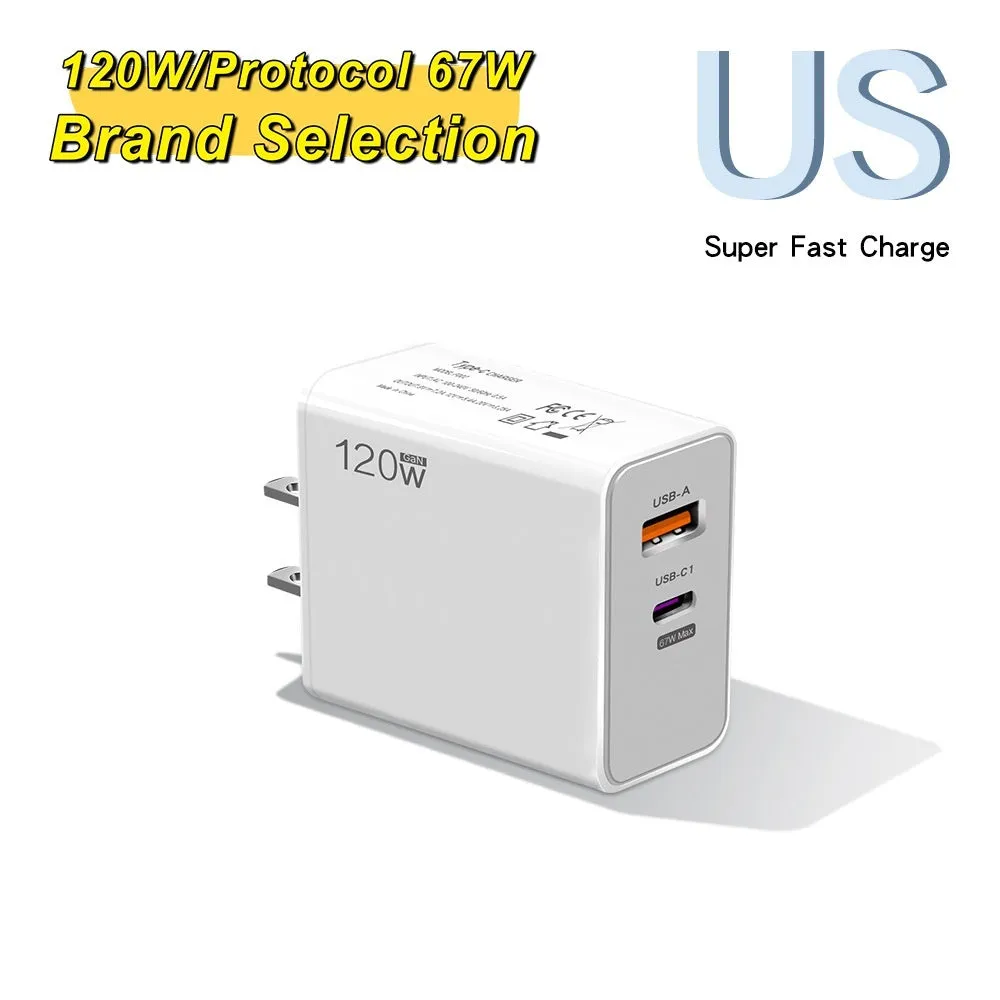 White fast charge mobile phone charger with Type-C interface and British standard plug