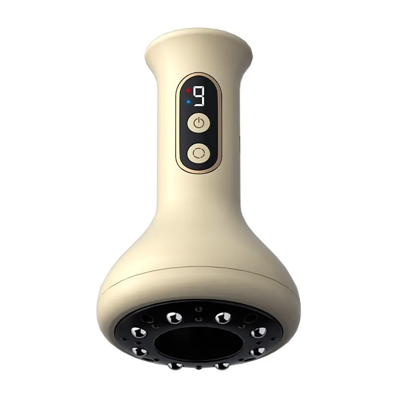 Light yellow BG01 smart cupping device with UK plug and charging cable on a surface