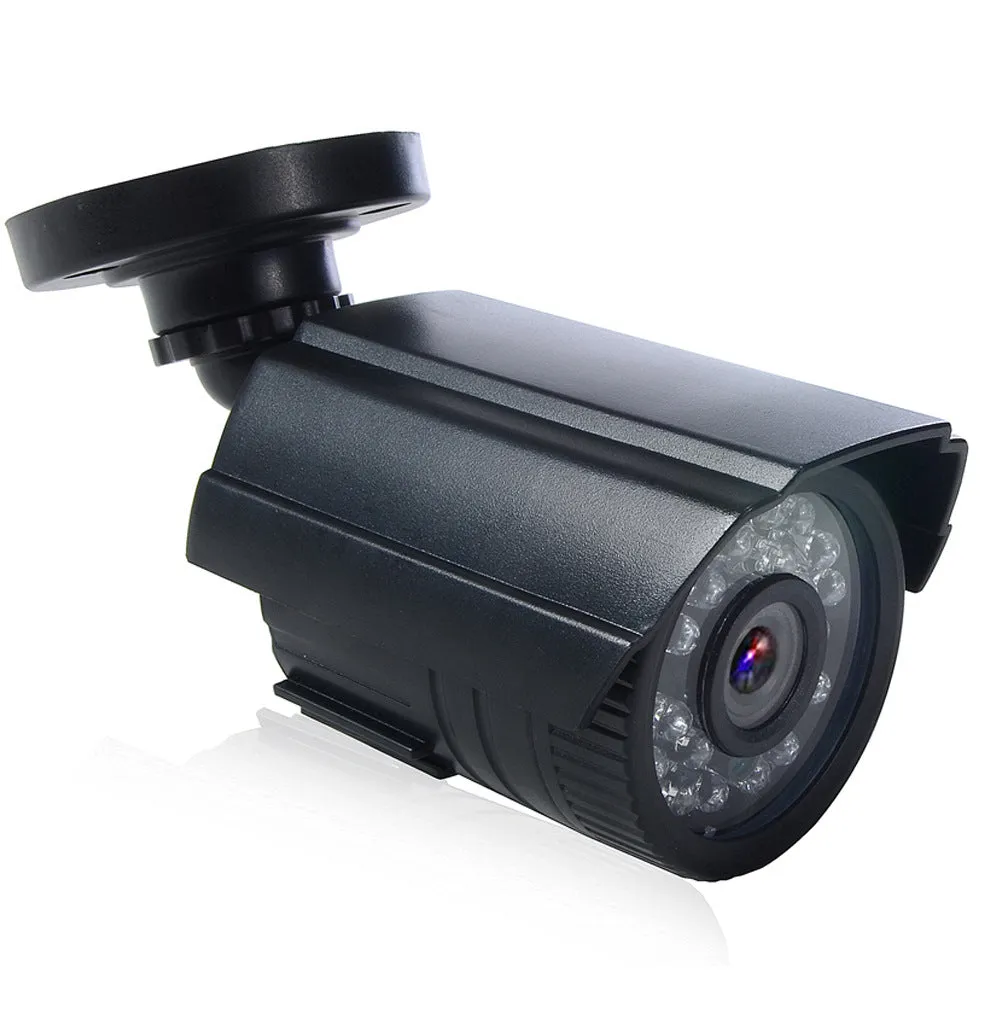 Black AHD HD waterproof security camera with infrared LEDs around the lens for night vision.