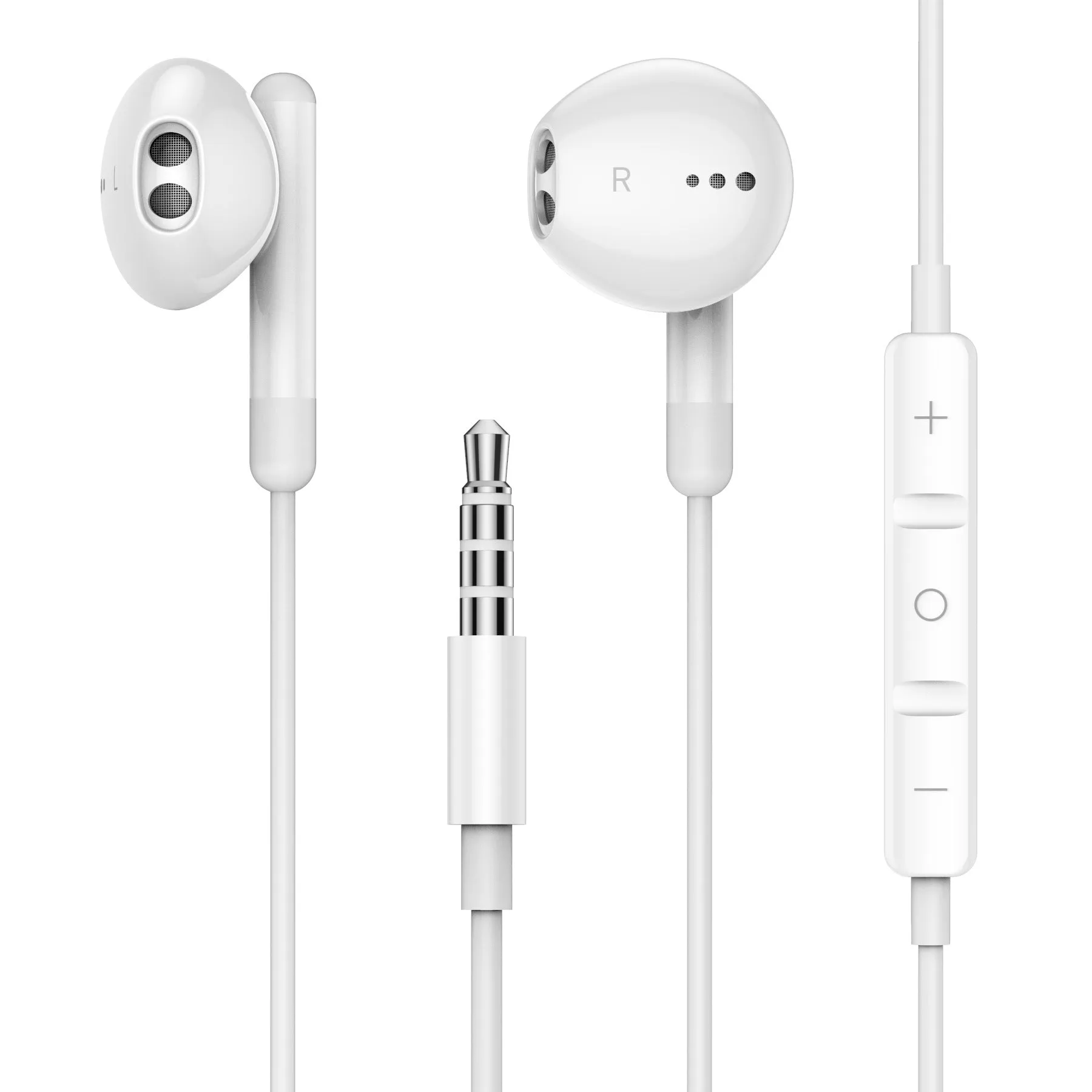 Creative semi in ear 3.5mm wired earphones with microphone and ABS housing in white