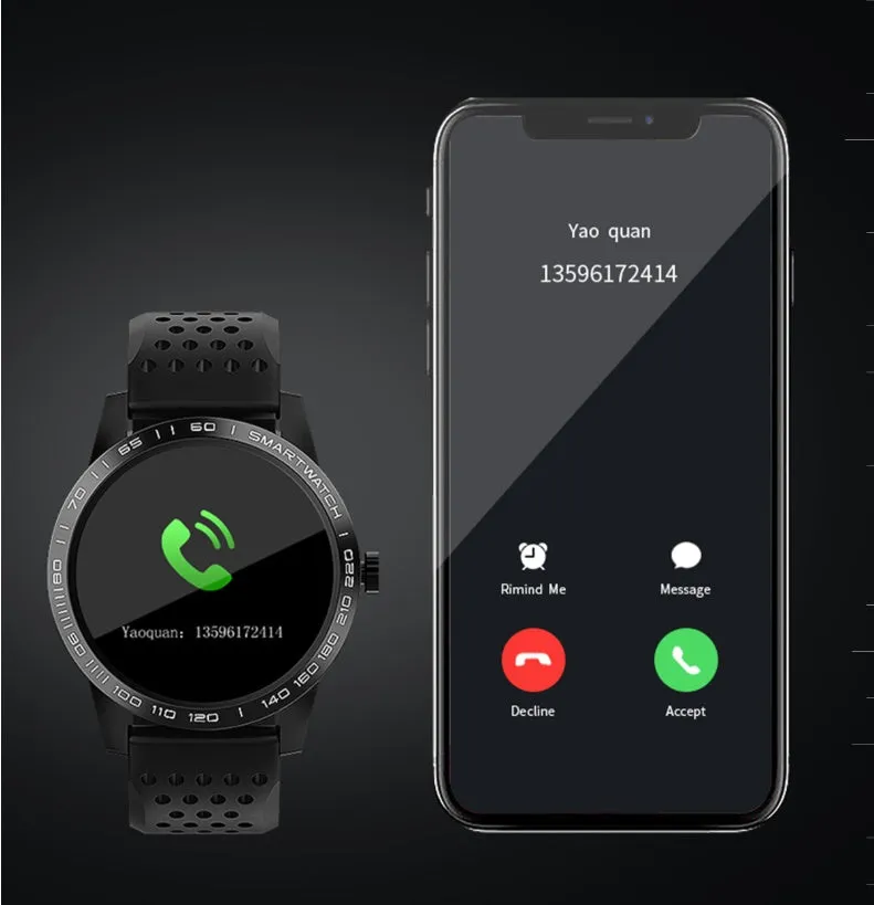 Black smart bracelet with 1.3-inch colour screen displaying heart rate and time