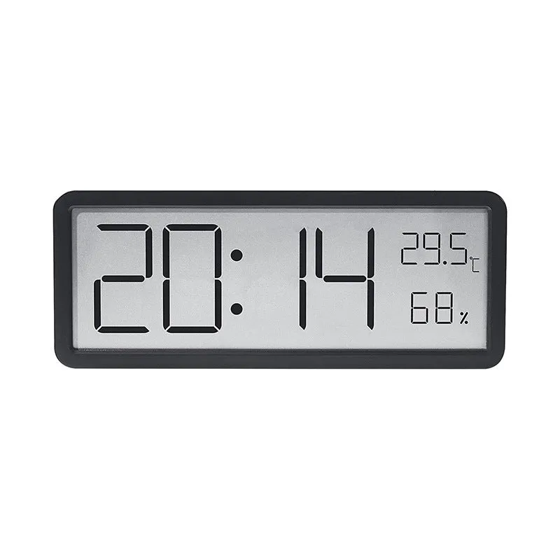 Simple large screen temperature and humidity clock with plastic shell in white Nordic style on a desk