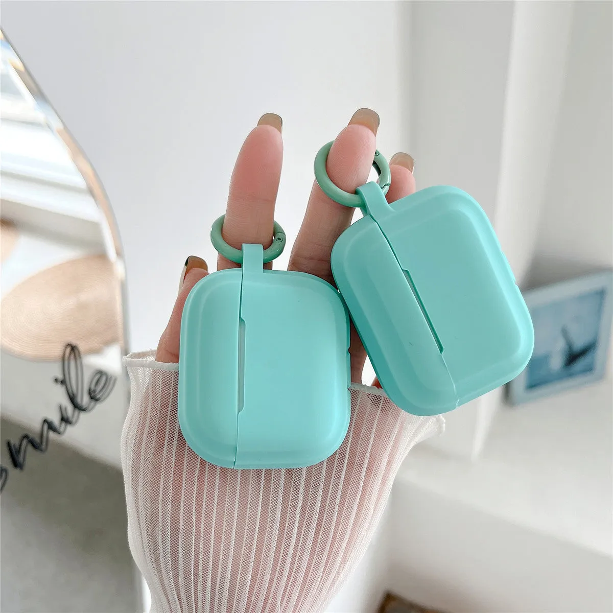 Orange square TPU soft shell earbuds case for Apple AirPods Pro 2 with round buckle