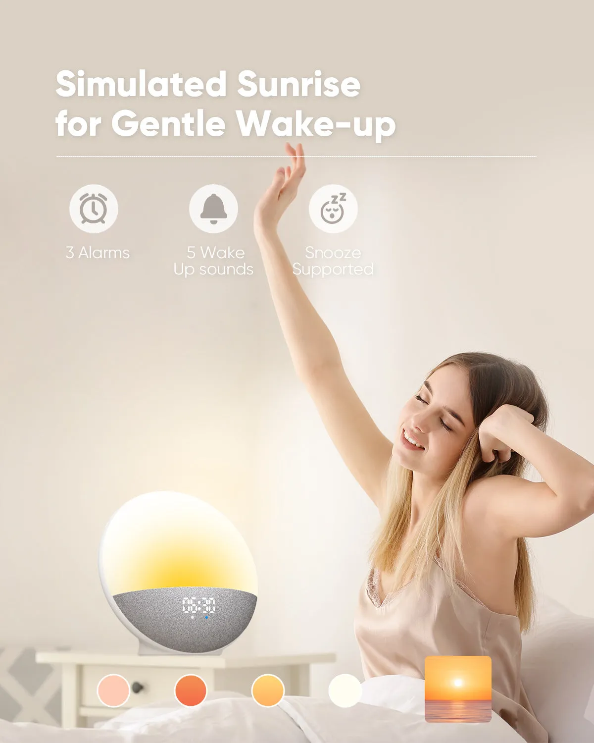 White Bluetooth speaker with RGB colourful luminous lights on a table