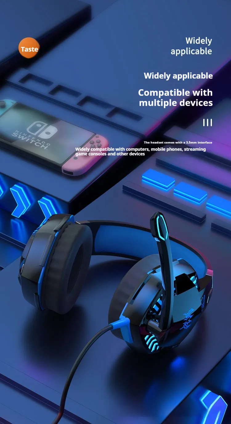 Wired USB headset for laptop and desktop computer with microphone and protein skin earmuffs in blue and black