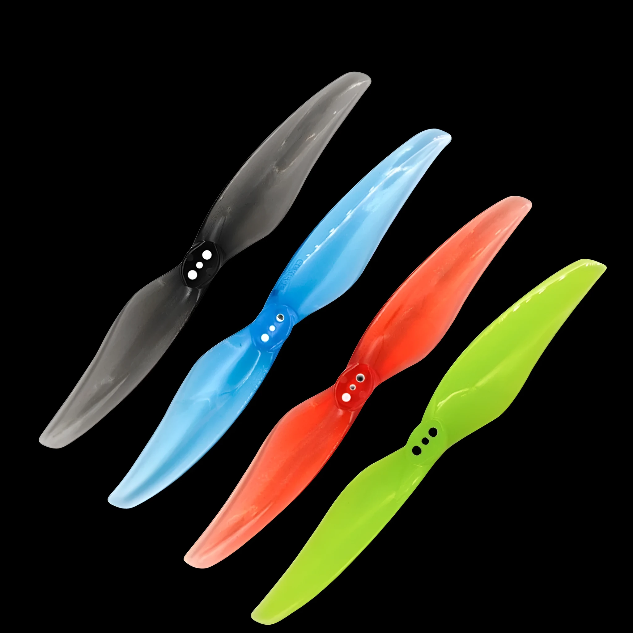 ABS electric propeller set with 2 blades, 4-inch diameter, and 1.5mm centre aperture in transparent red