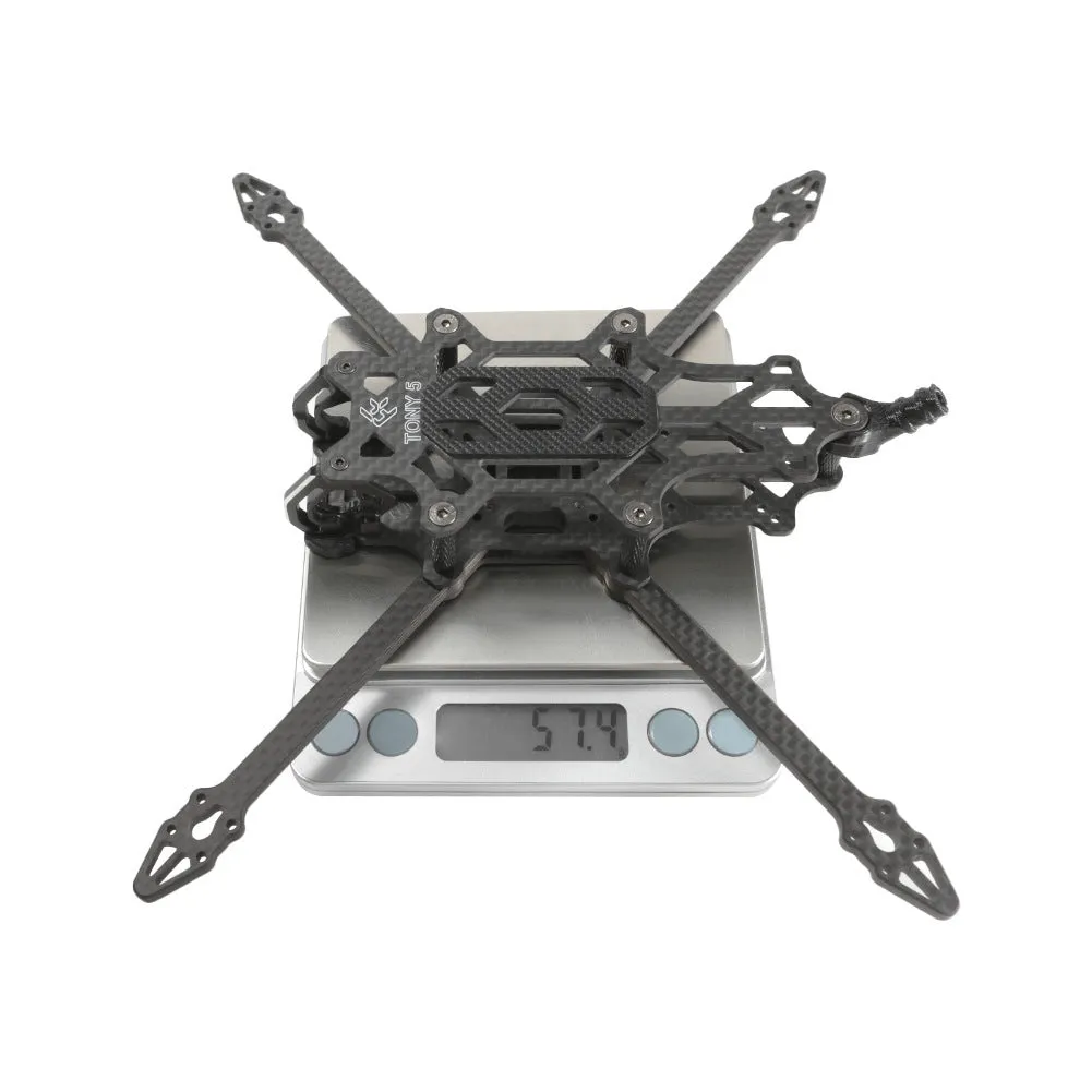 FlyFishnRC Tony 5 Sub250 FPV freestyle carbon frame in black with 4mm arms and 215mm wheelbase