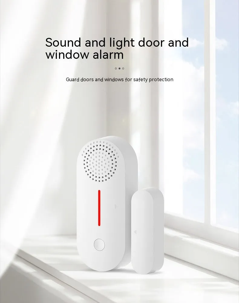 WiFi-enabled magnetic door sensor alarm with sound and light alert for smart home security