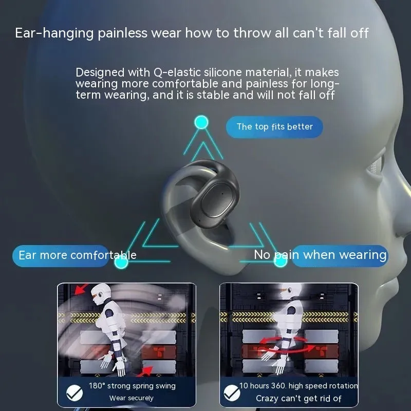 New OWS wireless Bluetooth headset ear-mounted sports style black digital display binaural