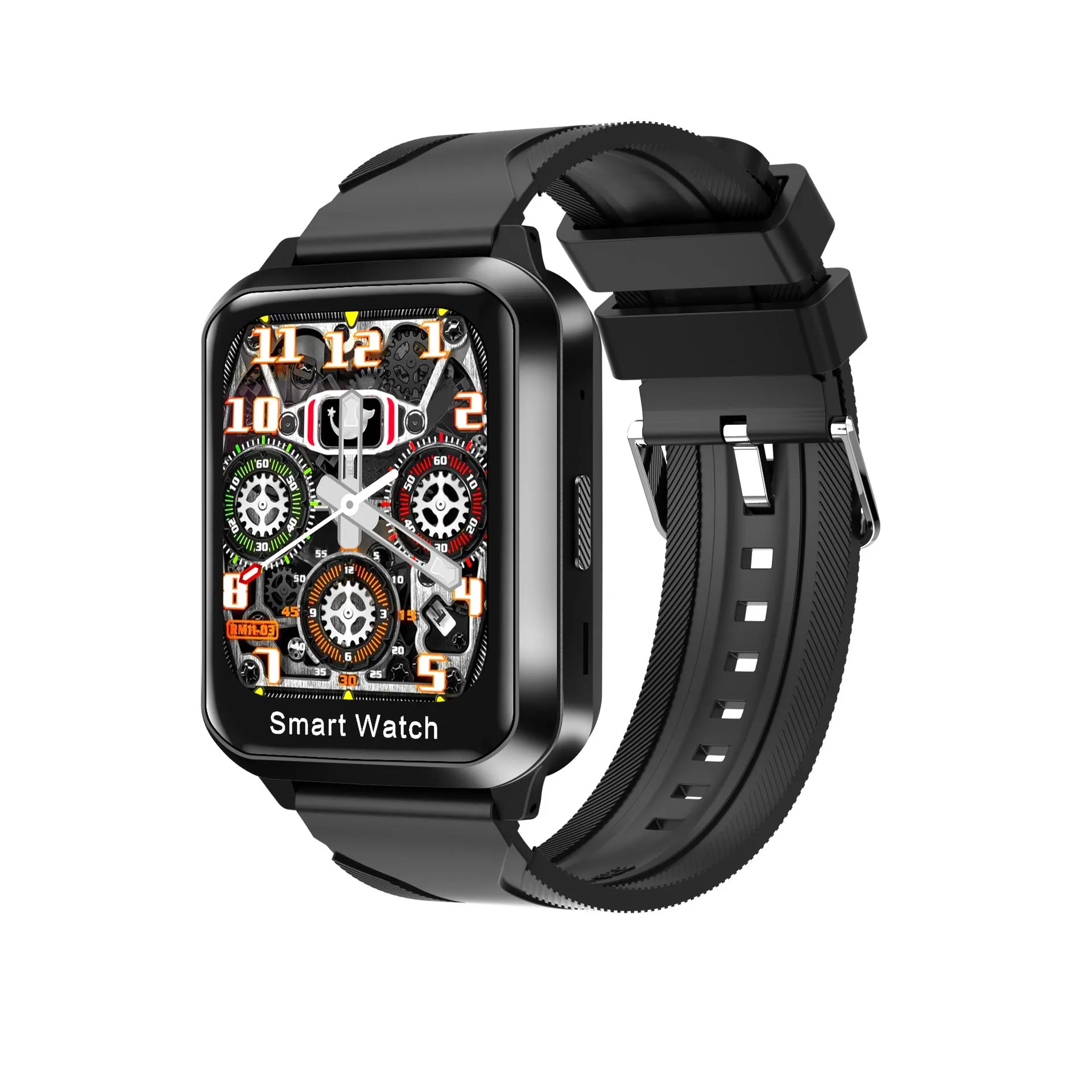 Black Bluetooth smart bracelet with a 1.78-inch split screen display on a silicone wrist strap.
