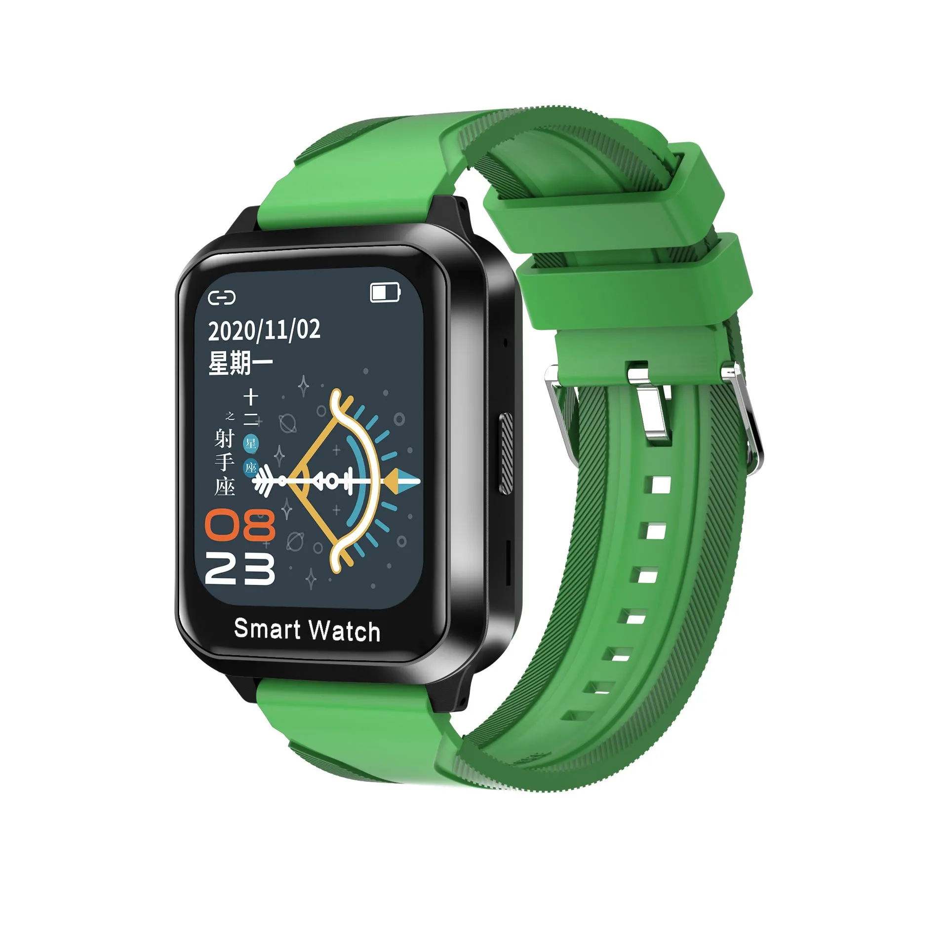 Black Bluetooth smart bracelet with a 1.78-inch split screen display on a silicone wrist strap.