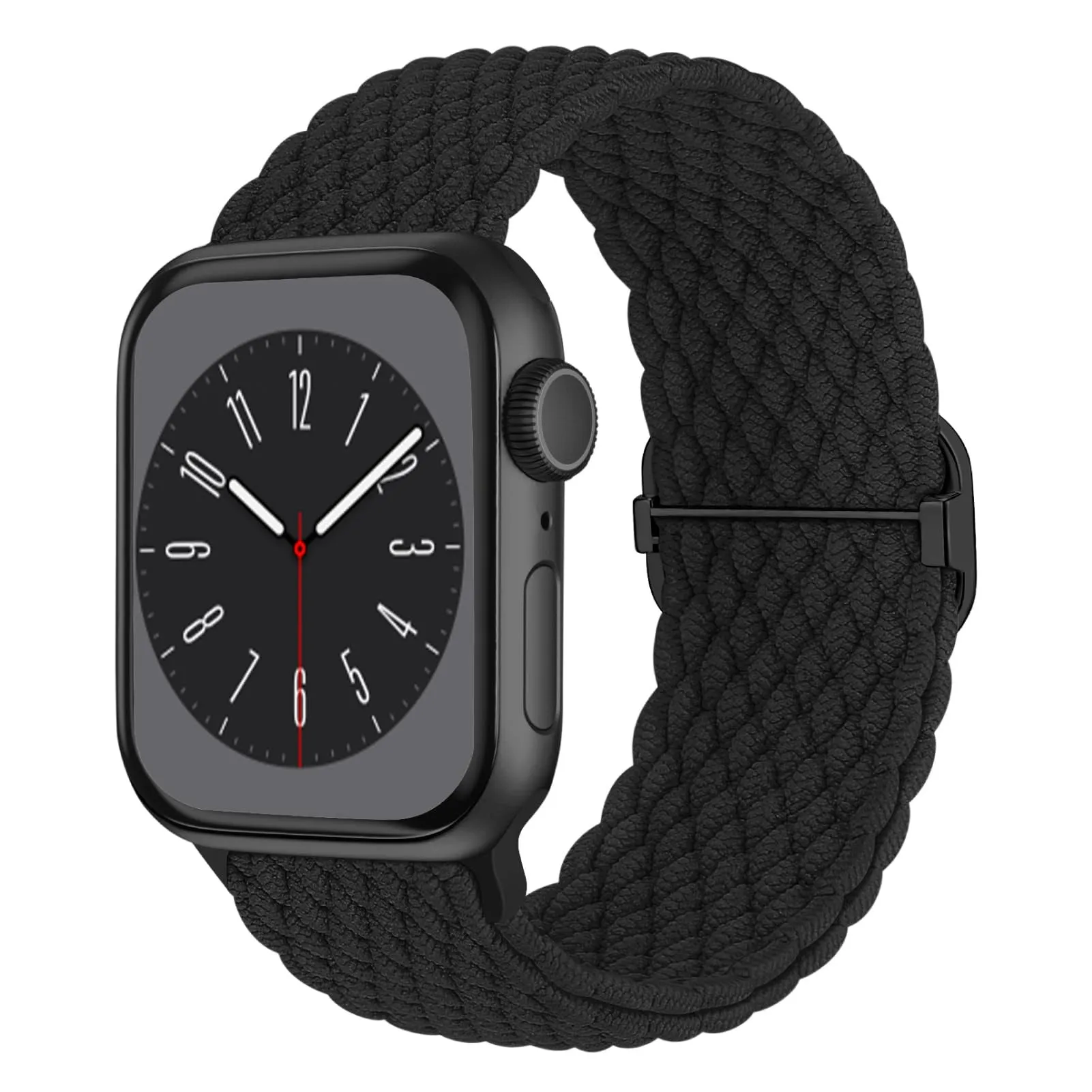 Nylon woven strap with adjustable buckle for Apple Watch, available in black and multiple colours, 38/40/41mm size