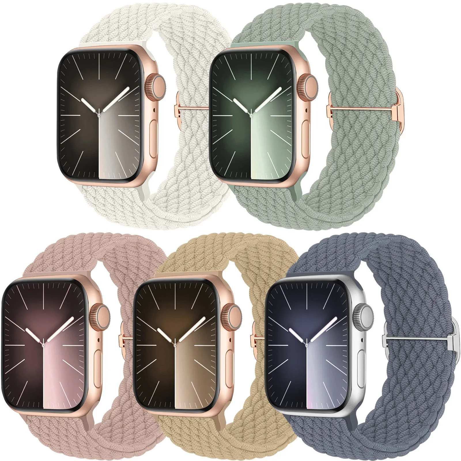 Nylon woven strap with adjustable buckle for Apple Watch, available in black and multiple colours, 38/40/41mm size