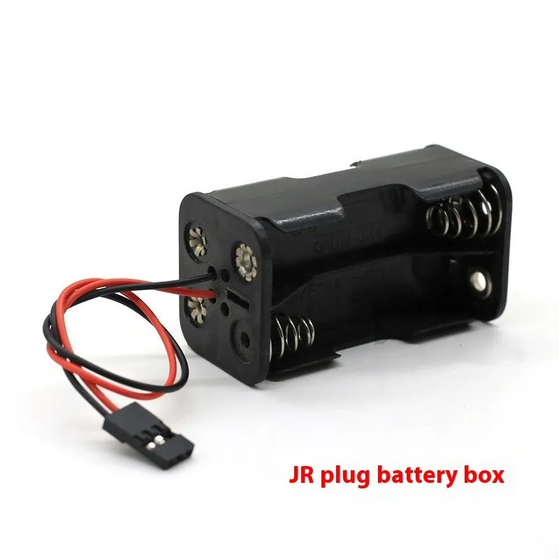Black RC receiver battery box with 6V output for four AA batteries and JR connector lead