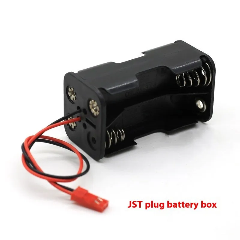 Black RC receiver battery box with 6V output for four AA batteries and JR connector lead