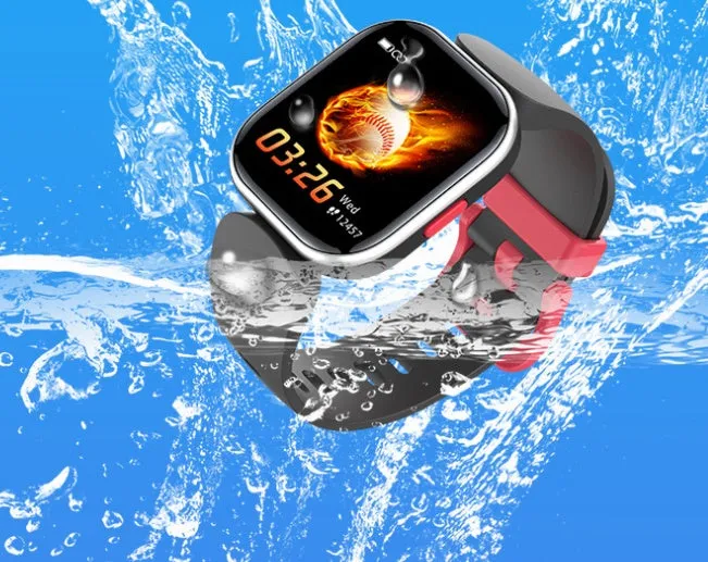 H39T smart children's watch with blue TPU strap showing temperature monitoring display